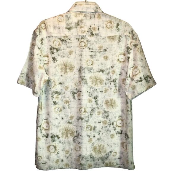 Zara Relaxed Fit Abstract Floral Shirt Sleeve Shirt in Pale Golds/Green Men’s S - Picture 4 of 6